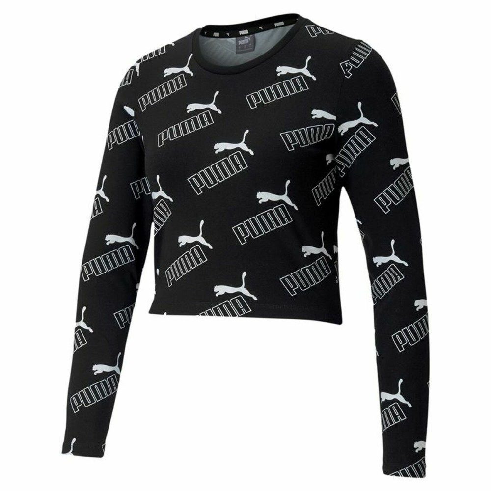 Damen Kurzarm-T-Shirt Puma Amplified AOP LS Fitted Schwarz