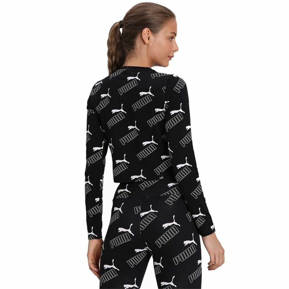 Damen Kurzarm-T-Shirt Puma Amplified AOP LS Fitted Schwarz