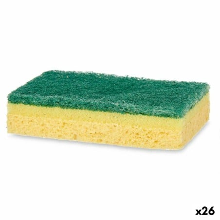 Lot de tampons à récurer Jaune Vert Cellulose Fibre abrasive 10,5 X 6,7 X 2,5 cm