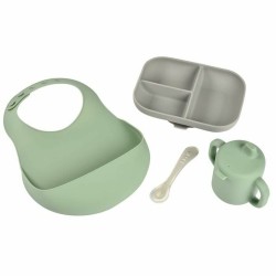 Service de Vaisselle Béaba Vert 4 Pièces Silicone