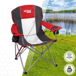 Foldable Camping Chair Aktive Dark grey Red 56 x 98 x 59 cm (4 Units)