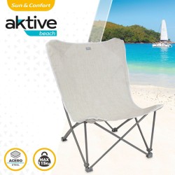 Foldable Camping Chair Aktive Beige 78 x 90 x 76 cm (4 Units)