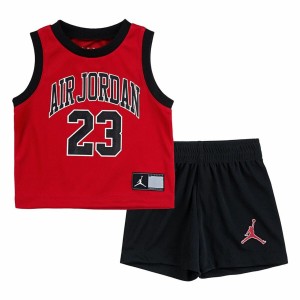 Children's Sports Outfit Jordan Muscle Short Black Red 2 Pieces