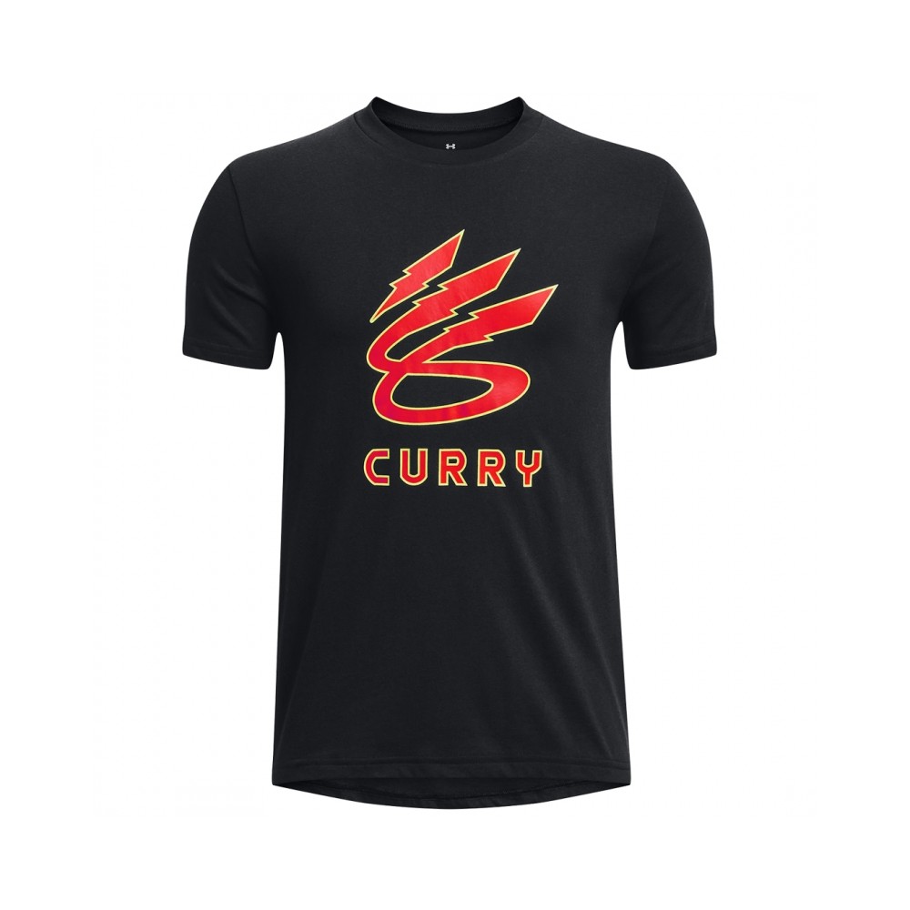 Herren Kurzarm-T-Shirt Under Armour Curry Lightning Logo Schwarz