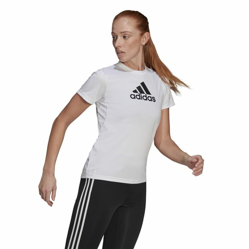 T-shirt à manches courtes femme Adidas Primeblue D2M Logo Sport Blanc