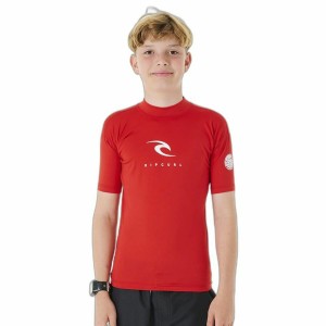 Children’s Short Sleeve T-Shirt Rip Curl Corps L/S Rash Vest Red Lycra Surf