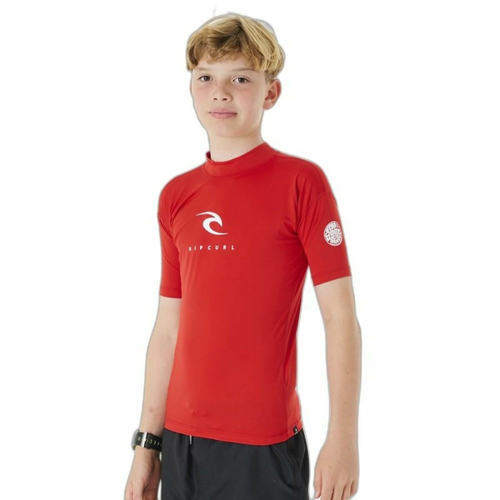 Children’s Short Sleeve T-Shirt Rip Curl Corps L/S Rash Vest Red Lycra Surf