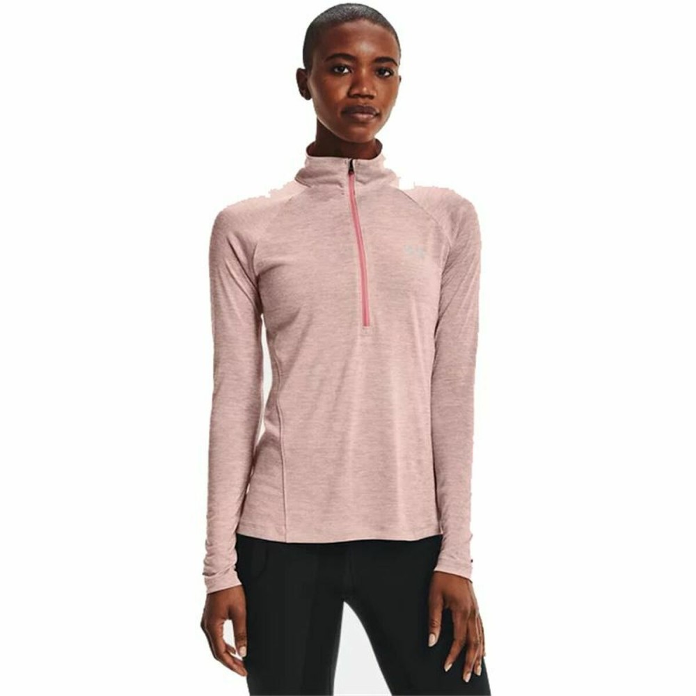 Damen Kurzarm-T-Shirt Under Armour Tech 1/2 Zip Rosa