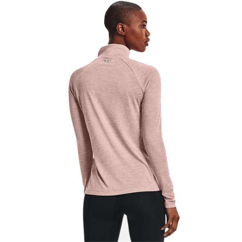 Damen Kurzarm-T-Shirt Under Armour Tech 1/2 Zip Rosa