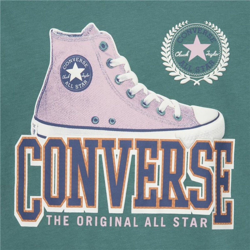 Child's Short Sleeve T-Shirt Converse Script Sneaker Gfx Sse Cyan