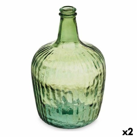 Bouteille Rayures Décoration 19,5 x 35,5 x 19,5 cm Vert (2 Unités)