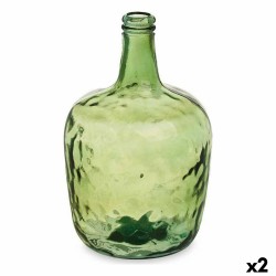 Bottle Smooth Decoration Green 22 x 37,5 x 22 cm (2 Units)