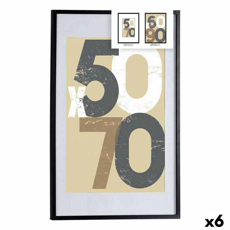 Cadre photo 62,5 x 2,5 x 92,5 cm Noir Plastique Bois MDF (6 Unités)