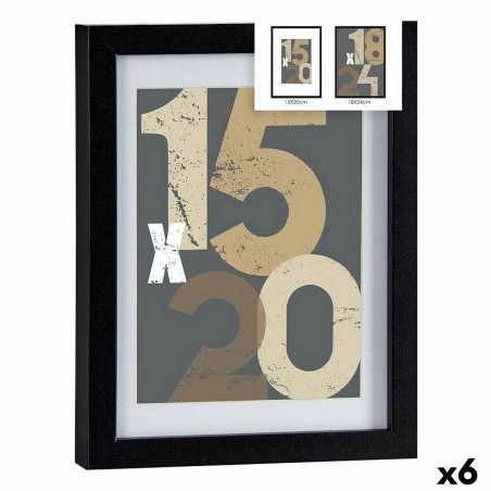 Cadre photo 20,5 x 2,5 x 26,5 cm Noir verre Bois MDF (6 Unités)