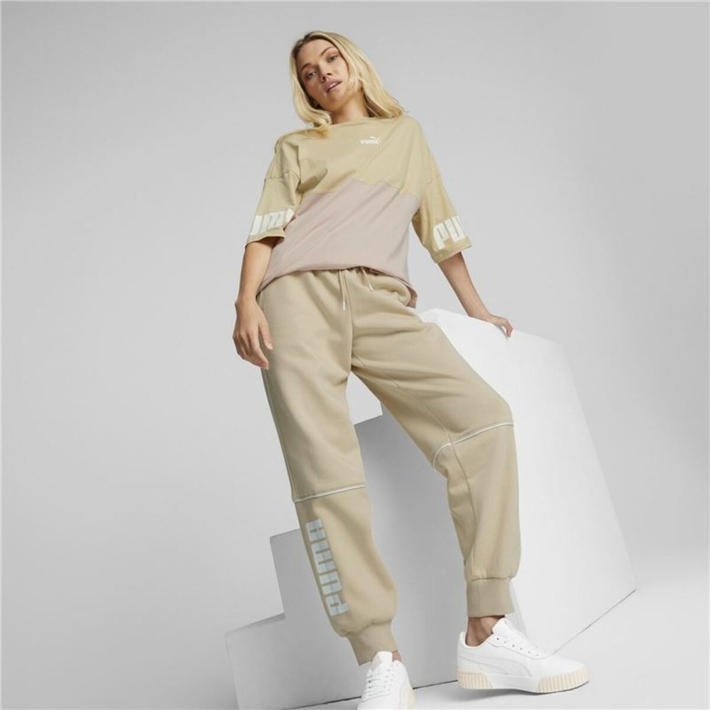 Trainingshose für Erwachsene Puma Colorblock Beige Damen