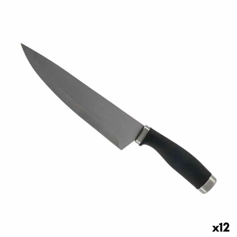 Küchenmesser 5 x 2 x 33 cm Silberfarben Schwarz Edelstahl Kunststoff (12 Stück)