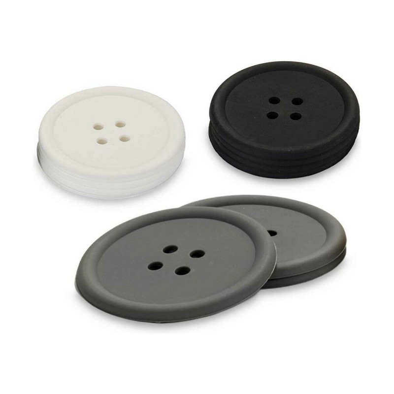 Coasters Kinvara CH52542-13-D White Black Grey Silicone Button 8,8 x 8,8 x 0,05 cm Set (24 Units)