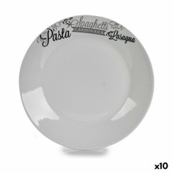 Assiette plate Ø 24,4 cm Noir Blanc Porcelaine Pâtes (10 Unités)