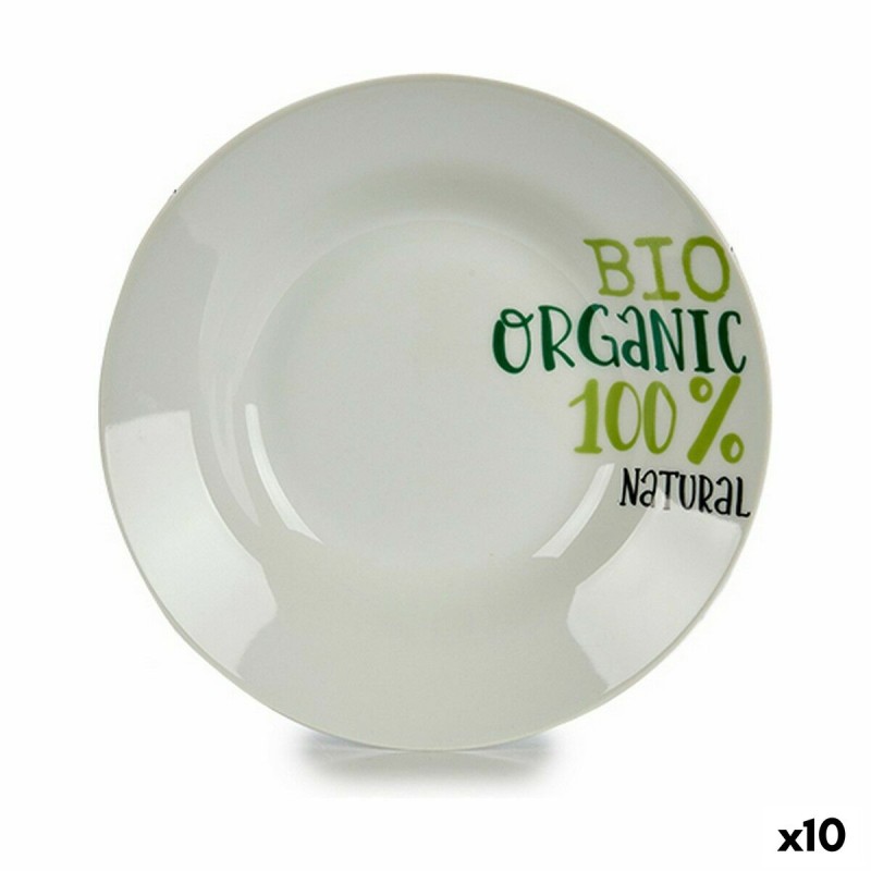 Suppenteller Organic Weiß grün Ø 20,6 cm Porzellan (10 Stück)