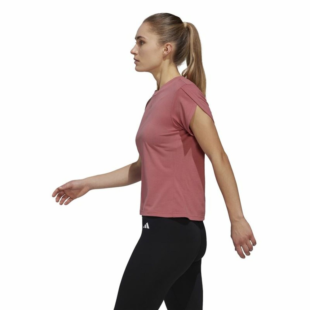 T-shirt à manches courtes femme Adidas trainning Floral Rose foncé