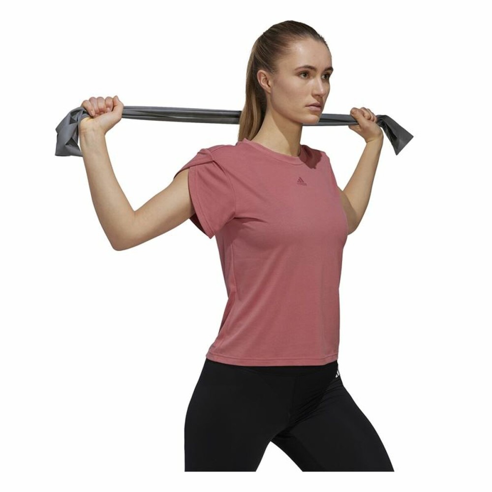 T-shirt à manches courtes femme Adidas trainning Floral Rose foncé