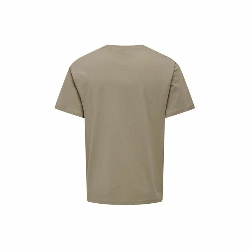 Men’s Short Sleeve T-Shirt Only & Sons Onslevi Life Reg Text Desert Light brown