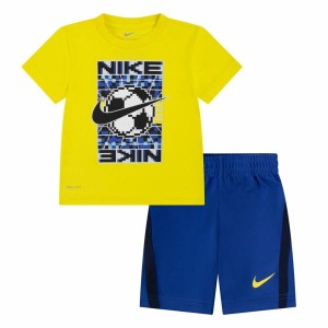 Ensemble de Sport pour Enfants Nike Df Icon Jaune Bleu Multicouleur 2 Pièces
