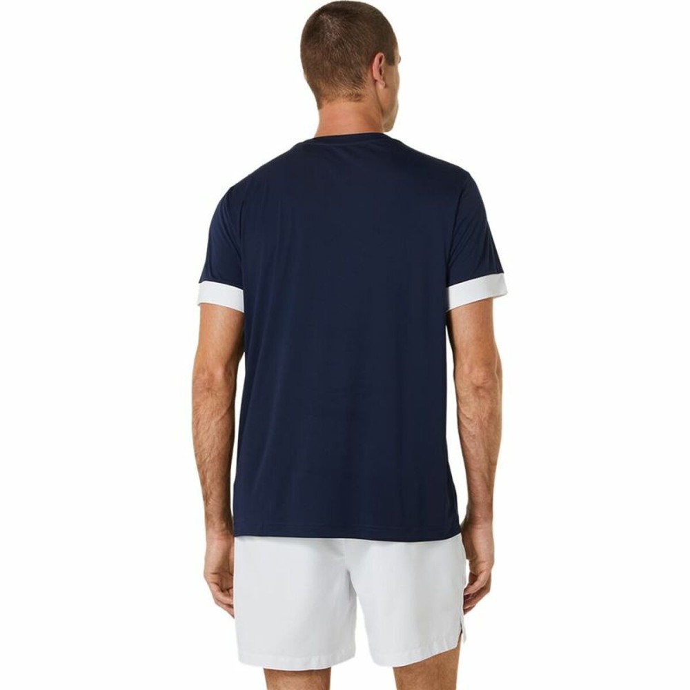 Short-sleeve Sports T-shirt Asics Court Navy Blue Tennis