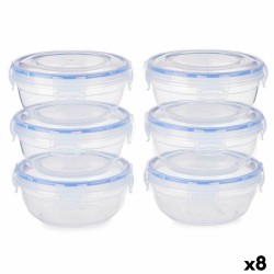 Ensemble de Boîtes à Lunch Hermétique Bleu Transparent Plastique 800 ml 15,5 x 7,5 x 15,5 cm (8 Unités)