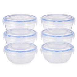 Ensemble de Boîtes à Lunch Hermétique Bleu Transparent Plastique 800 ml 15,5 x 7,5 x 15,5 cm (8 Unités)