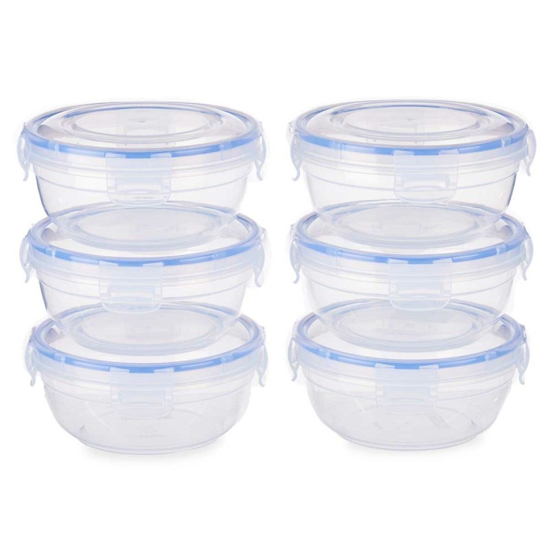 Lunchbox-Set Luftdicht Blau Durchsichtig Kunststoff 800 ml 15,5 x 7,5 x 15,5 cm (8 Stück)