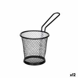 Basket for Presenting Aperitifs Kinvara W8088S-BLACK Black Metal 16 x 11,5 x 8 cm (12 Units)