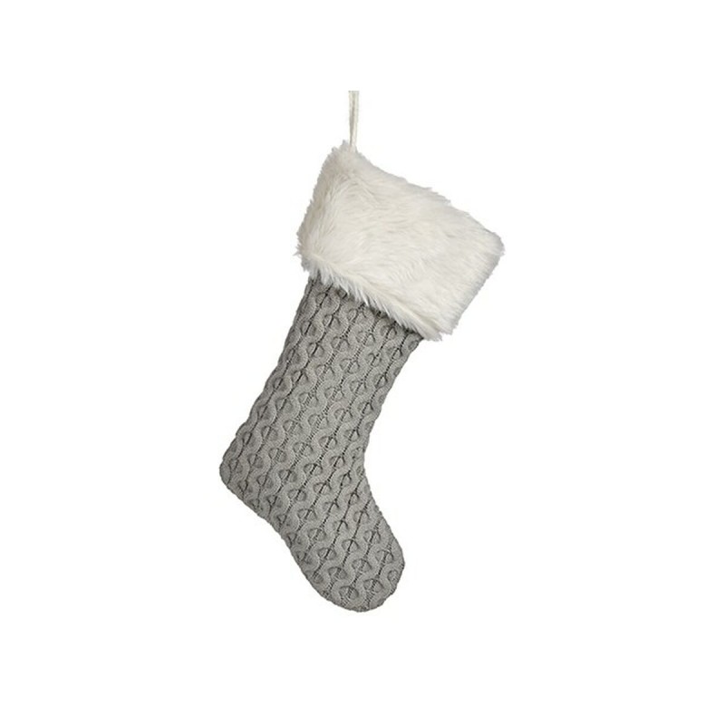 Christmas bauble Christmas Stocking Grey Cloth 28 x 4 x 46 cm (12 Units)