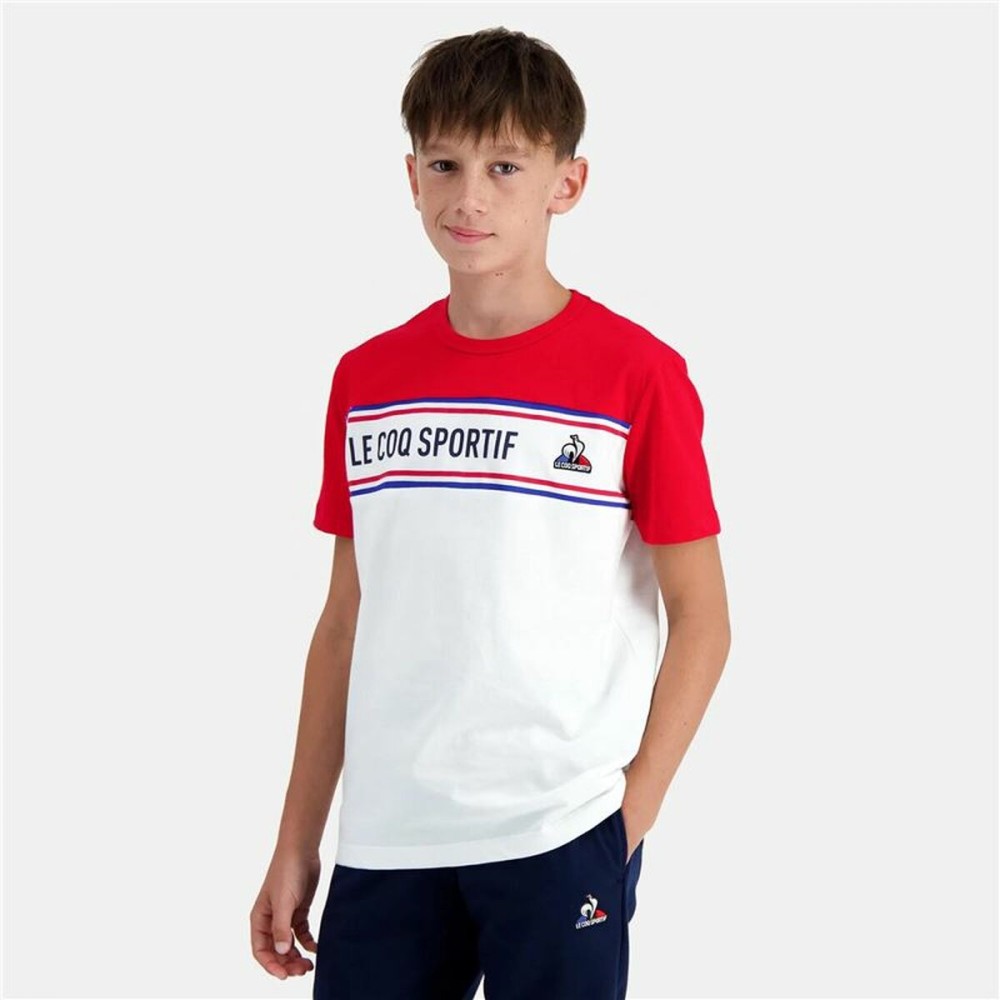 T-shirt à manches courtes enfant Le coq sportif N°2 Tricolore Blanc