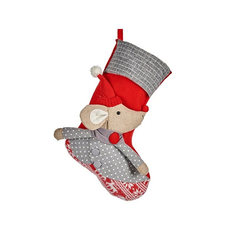 Décorations de Noël Chaussette de Noël Souris Rouge 33 x 4 x 50 cm (12 Unités)