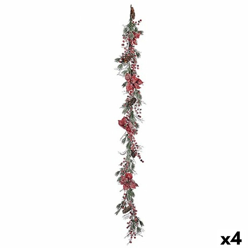 Weihnachtsgirlande Zweig Blomster Rot grün 15 x 15 x 190 cm (4 Stück)