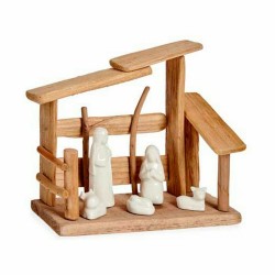 Crèche de Noël Blanc Naturel Bois Céramique 10 x 21 x 25 cm (2 Unités)