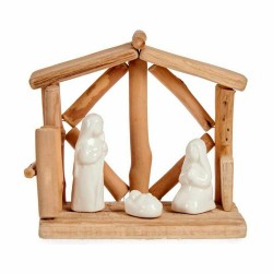 Crèche de Noël Blanc Naturel Bois Céramique 17 x 14,5 x 8 cm (2 Unités)