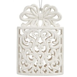 Décorations de Noël Boîte Cadeau Blanc Plastique Paillettes 7,4 x 12 x 4 cm (24 Unités)