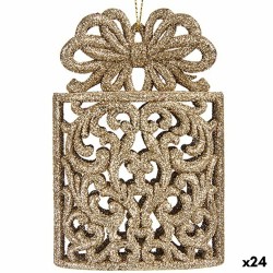 Weihnachtsschmuck Geschenkbox champagne Kunststoff Glitzernd 7,5 x 11,5 x 4 cm (24 Stück)