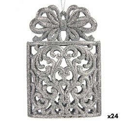 Décorations de Noël Boîte Cadeau Argenté Plastique Paillettes 7,5 x 11,5 x 4 cm (24 Unités)