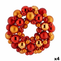 Advent wreathe Balls Red Orange PVC 35 x 10 x 35 cm (4 Units)