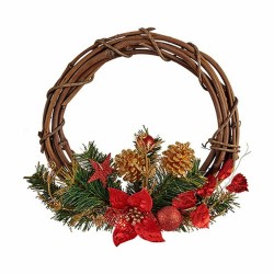 Couronne de Noël Rouge Vert Bois Plastique 33 x 9 x 35 cm (12 Unités)