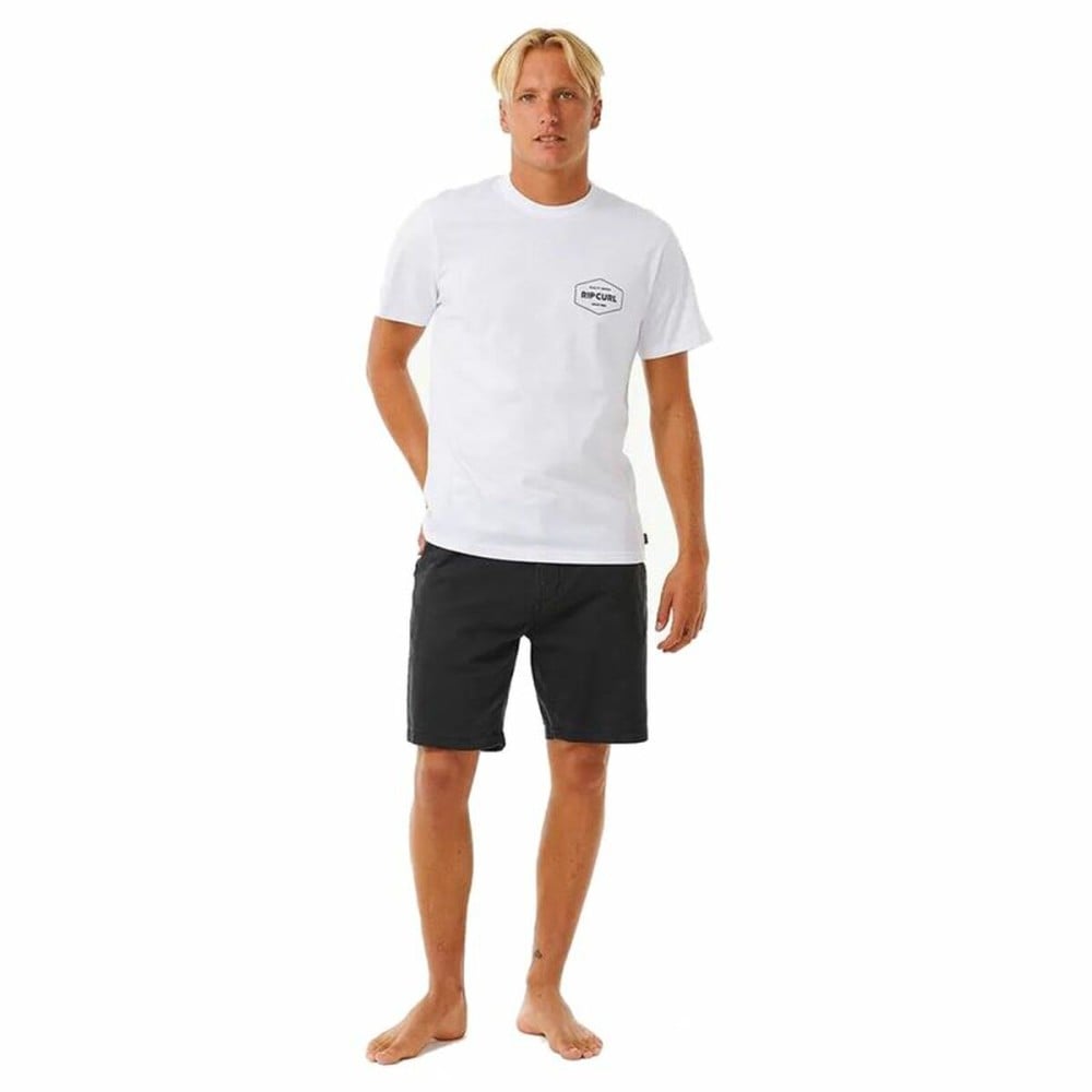 Herren Kurzarm-T-Shirt Rip Curl Stapler Weiß