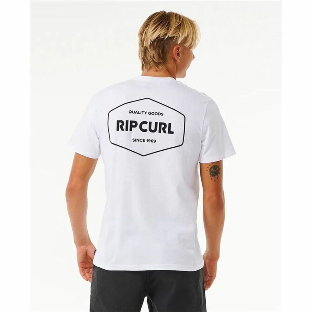 Herren Kurzarm-T-Shirt Rip Curl Stapler Weiß