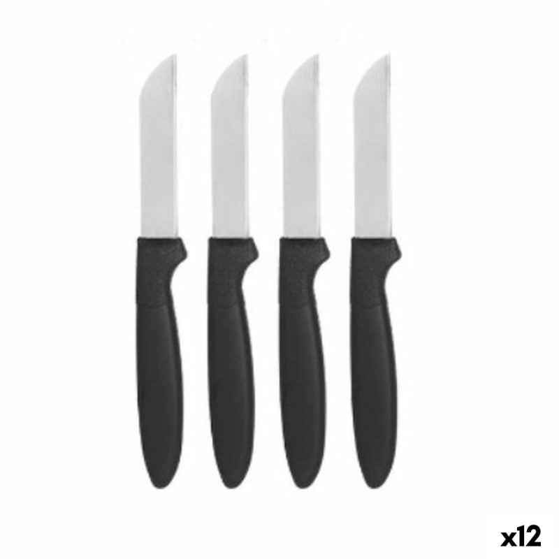 Peeler Knife Set Kinvara CN-KT172244B Black Silver Stainless steel polypropylene 17,2 cm (12 Units)