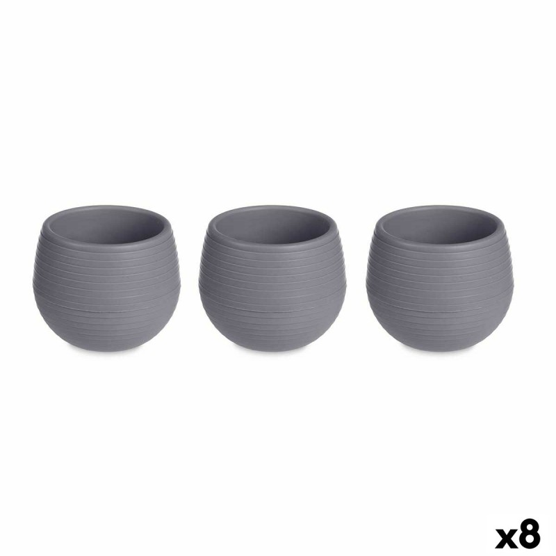 Set of pots Ibergarden ES0101102S3 Anthracite Plastic 6,2 x 6,2 x 6,6 cm (8 Units)