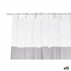 Shower Curtain Berilo 214 Grey Transparent Plastic PEVA 180 x 180 cm (12 Units)