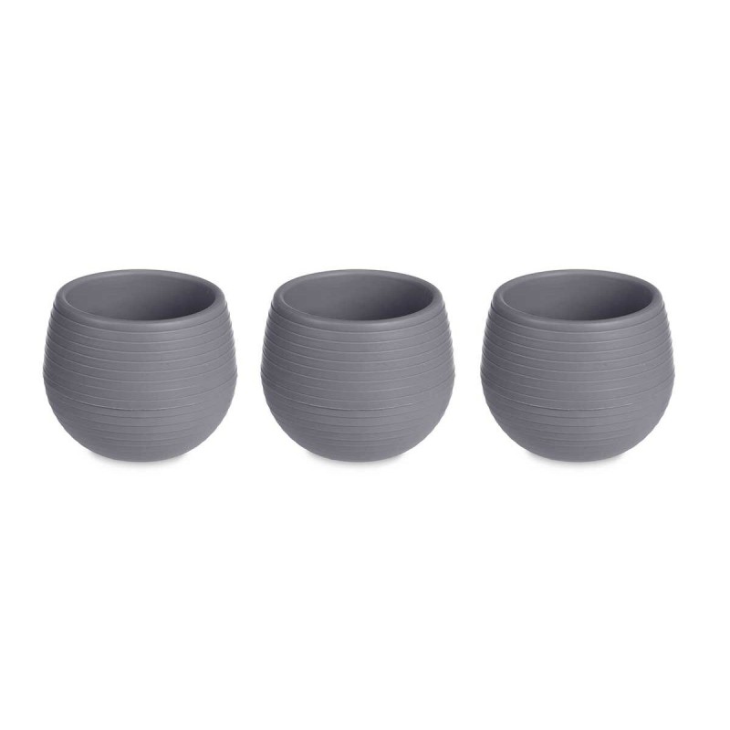 Set de pots 6,2 x 6,2 x 6,6 cm Anthracite Plastique (8 Unités)