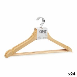 Set of Clothes Hangers Kipit 79417 Brown Wood Metal 44,5 x 1,2 x 23 cm (24 Units)